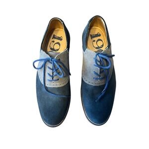 1901 Two-Tone Suede Oxford Dress Shoes Blue Gray Contrast Laces Casual Size 9.5
